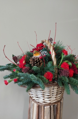 Festive Christmas Basket Arrangement