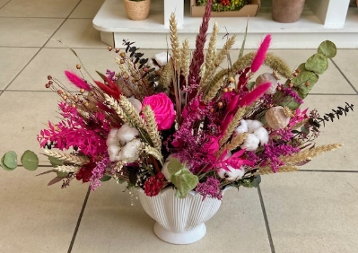Cerise Pink Dried Flower Arrangement