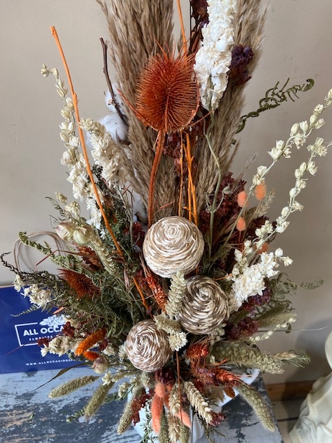 Dried Flower Arrangement in Ceramic Jug