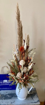 Dried Flower Arrangement in Ceramic Jug