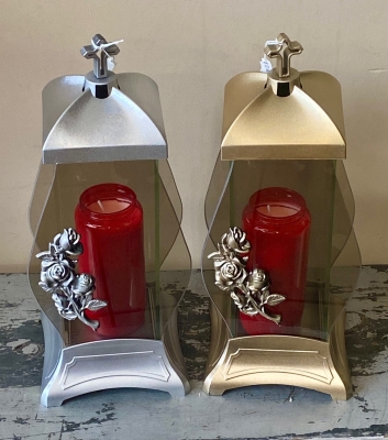Grave Lantern Rose Design