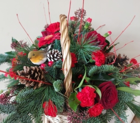Festive Christmas Basket Arrangement