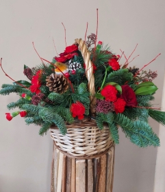 Festive Christmas Basket Arrangement