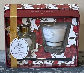 Poinsettia Candle & Diffuser Set – White Christmas
