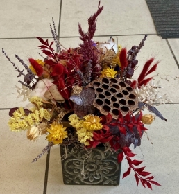 Dried Arrangement in a Ceramic Container