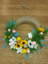 White,Yellow& Blue Door Wreath